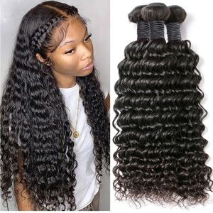 Deep Wave Human Hair Weave 3 Bundles Brazilian Remy 12 14 16inch 100g/pc